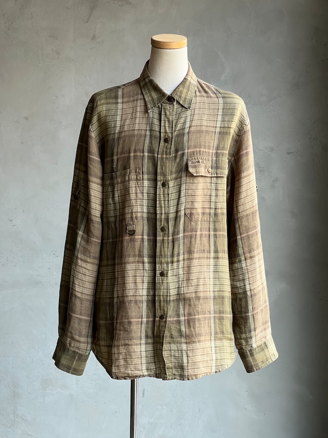“LAUREN” チェックパターンリネンシャツ