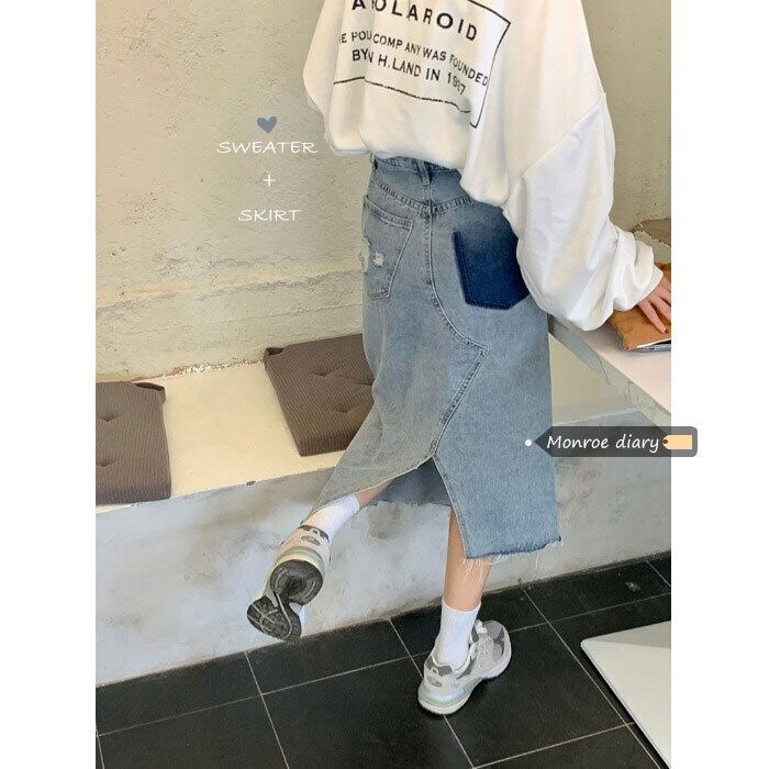 スタイルハイウェストウェストスカート レディースオータムウィンターAラインルーズロング 秋物 冬物 モンロー64432863015