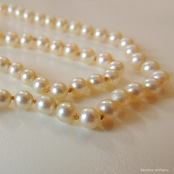 アンティークジュエリー 9ctゴールド アコヤ真珠 天然ロードライトガーネット ネックレス(ソーティングメモ付)