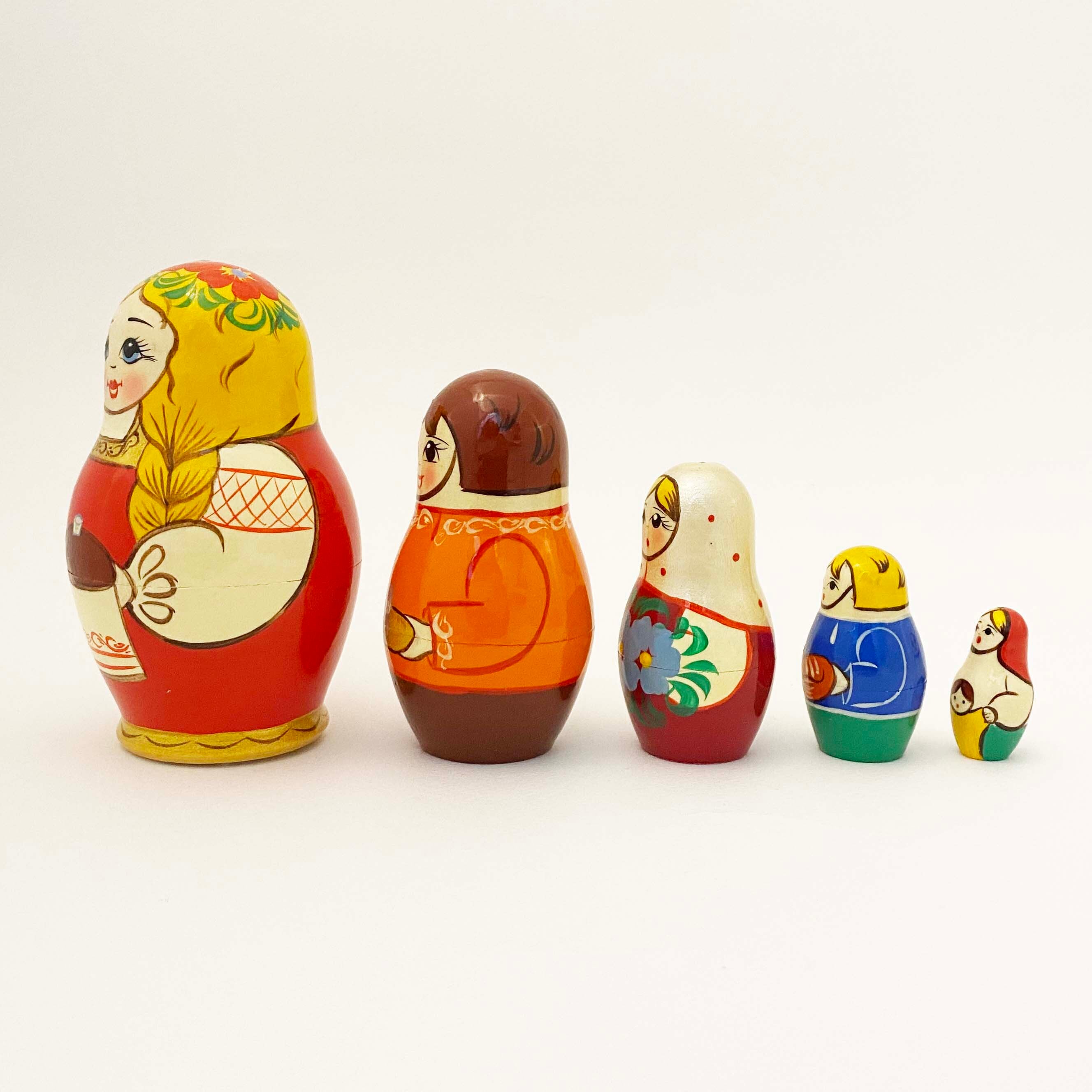 ノーリンスク産マトリョーシカ / お祝い三つ編み5個組