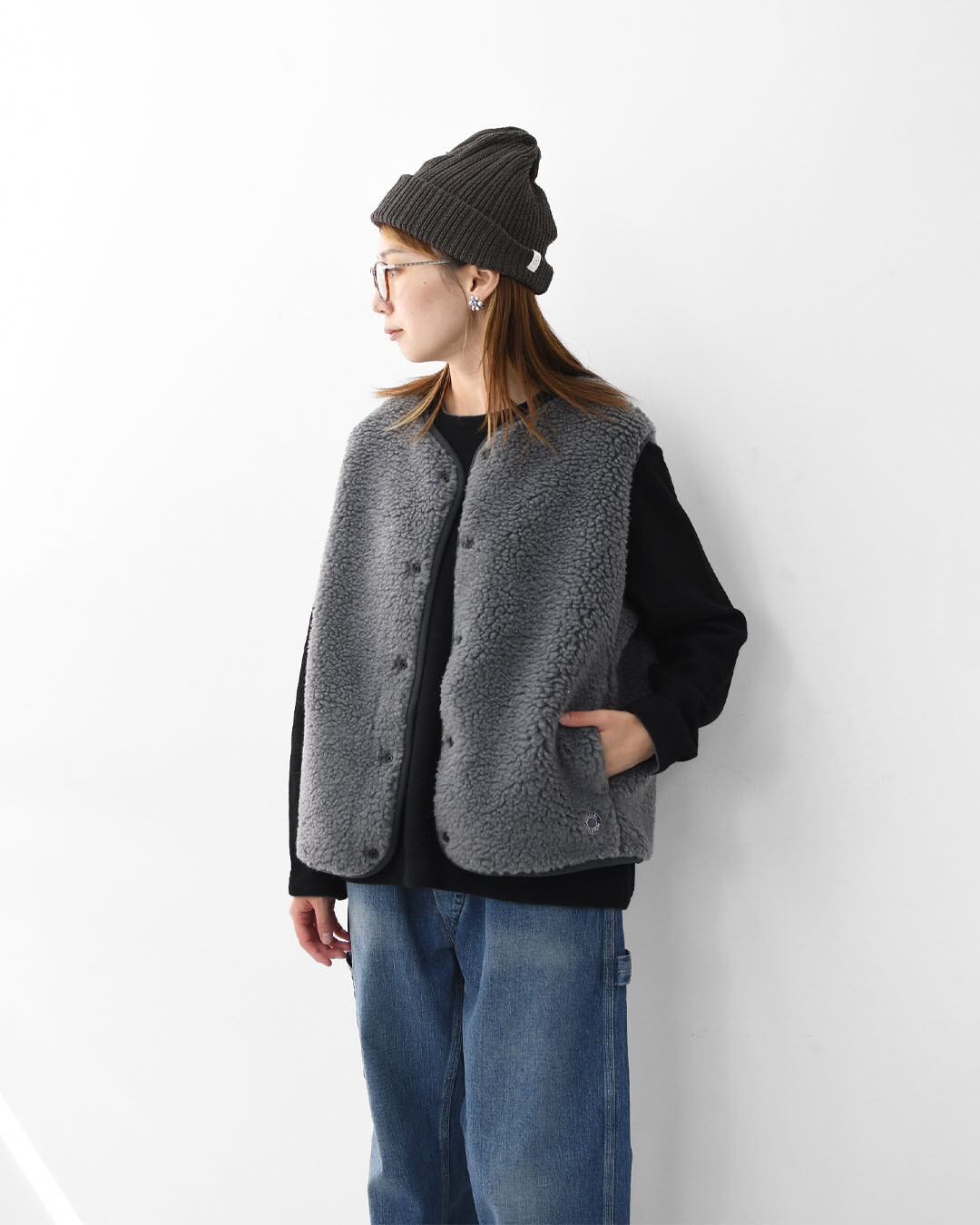 ORCIVAL [オーチバル・オーシバル] Boa Fleece Collarless Vest [OR