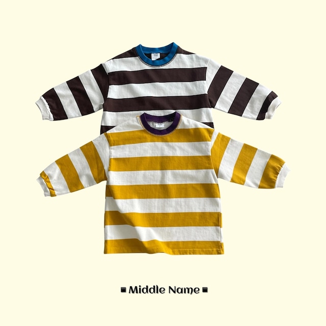 【取寄】middle name|milk colorblock border tee|ミルク配色ダンガラTシャツ|S-3XL|kids&jr|26 autumn