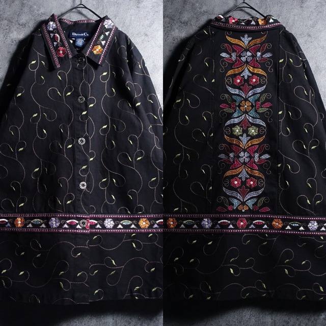 "DENIM&Co" Black Flower motif embroidered design jacket