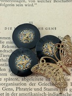 20mm Japanese Vintage ボタン ブラック×ゴールド グリッター 樹脂ボタン レトロ アクセサリーパーツ 装飾材 カルトナージュ