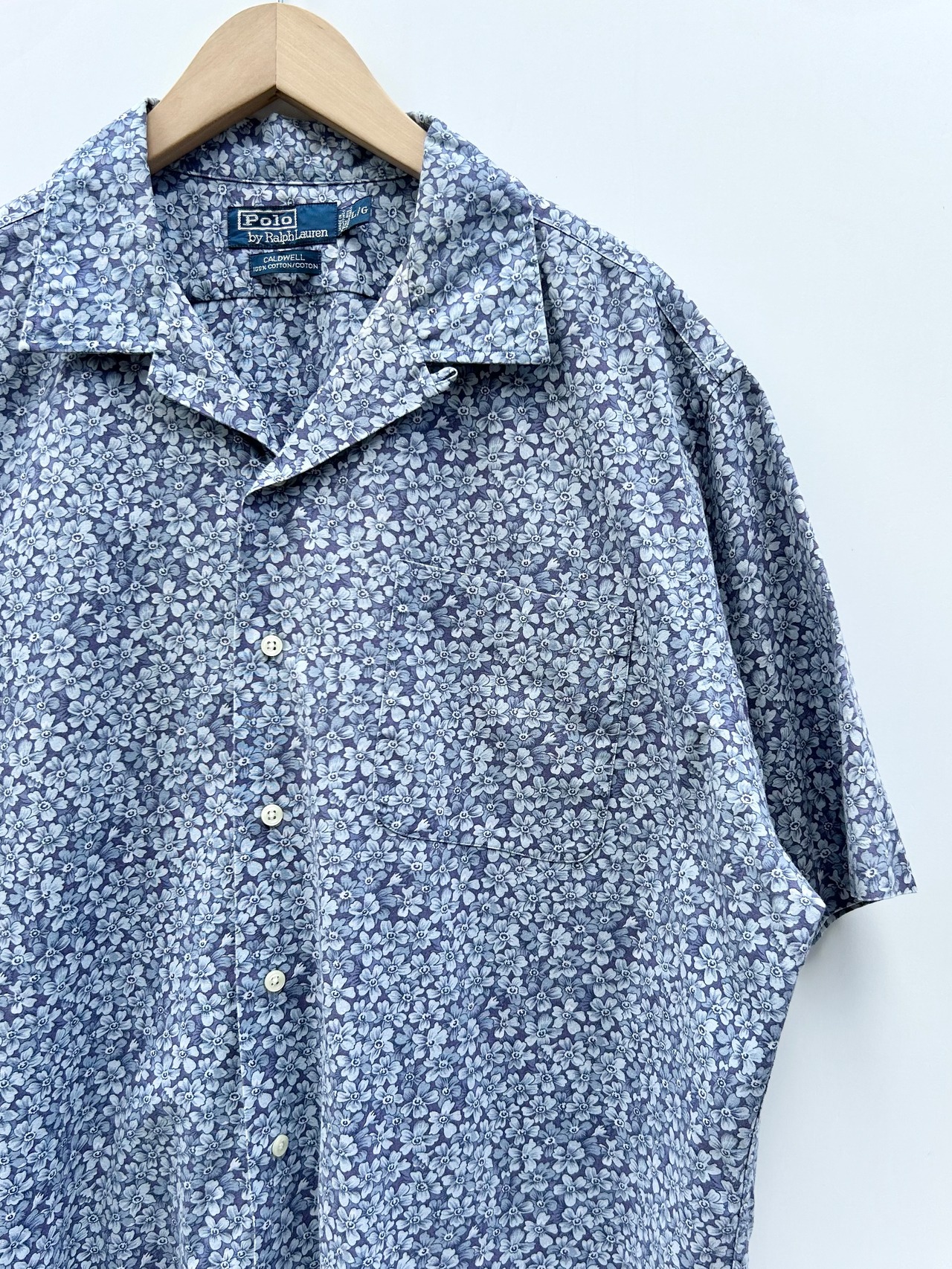 90s Ralph Lauren "CALDWELL" S/S OPEN COLLAR SHIRT Size L