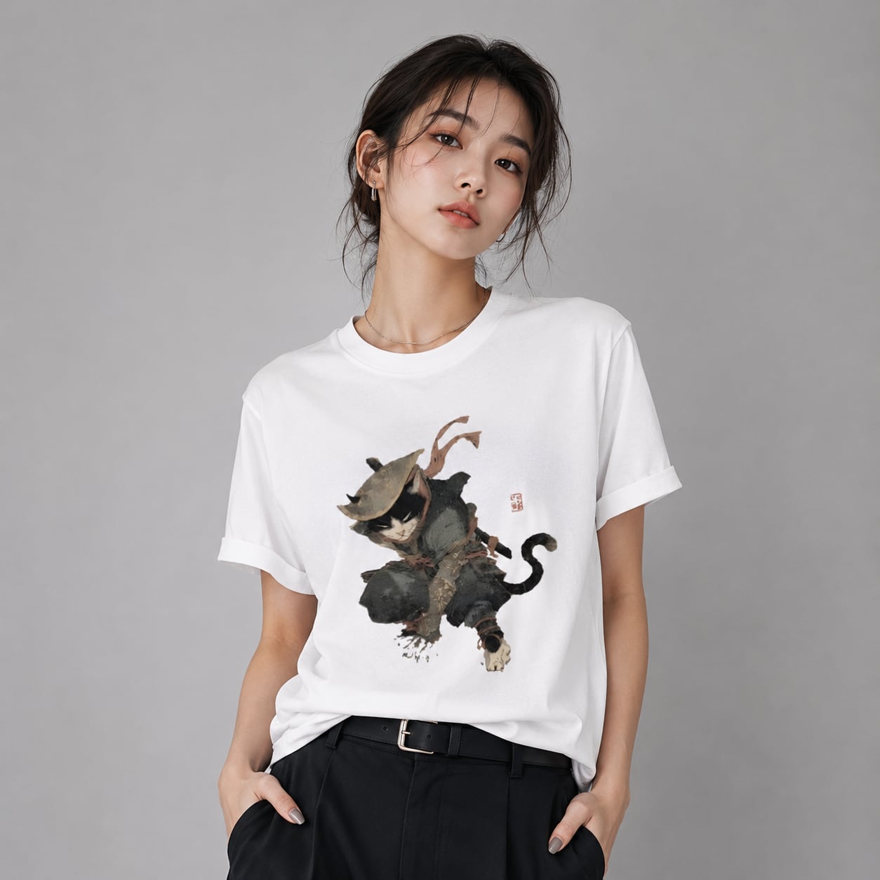「影走（かげばしり） 忍猫」Tシャツ 半袖
