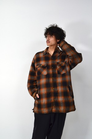 90s Ombre check pattern nel shirt quilting liner