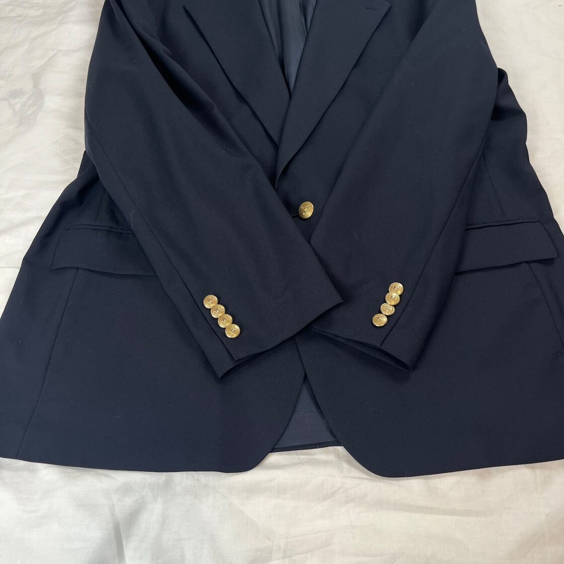 最高級 CHAPS ラルフローレン 春夏 紺ブレザー 金釦(刻印入) S相当 