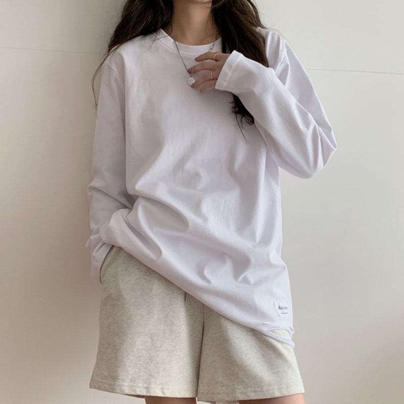 Tシャツ シャツ ルーズホワイトスプリングトップス ロング 春物 YY-ファッション23913711465