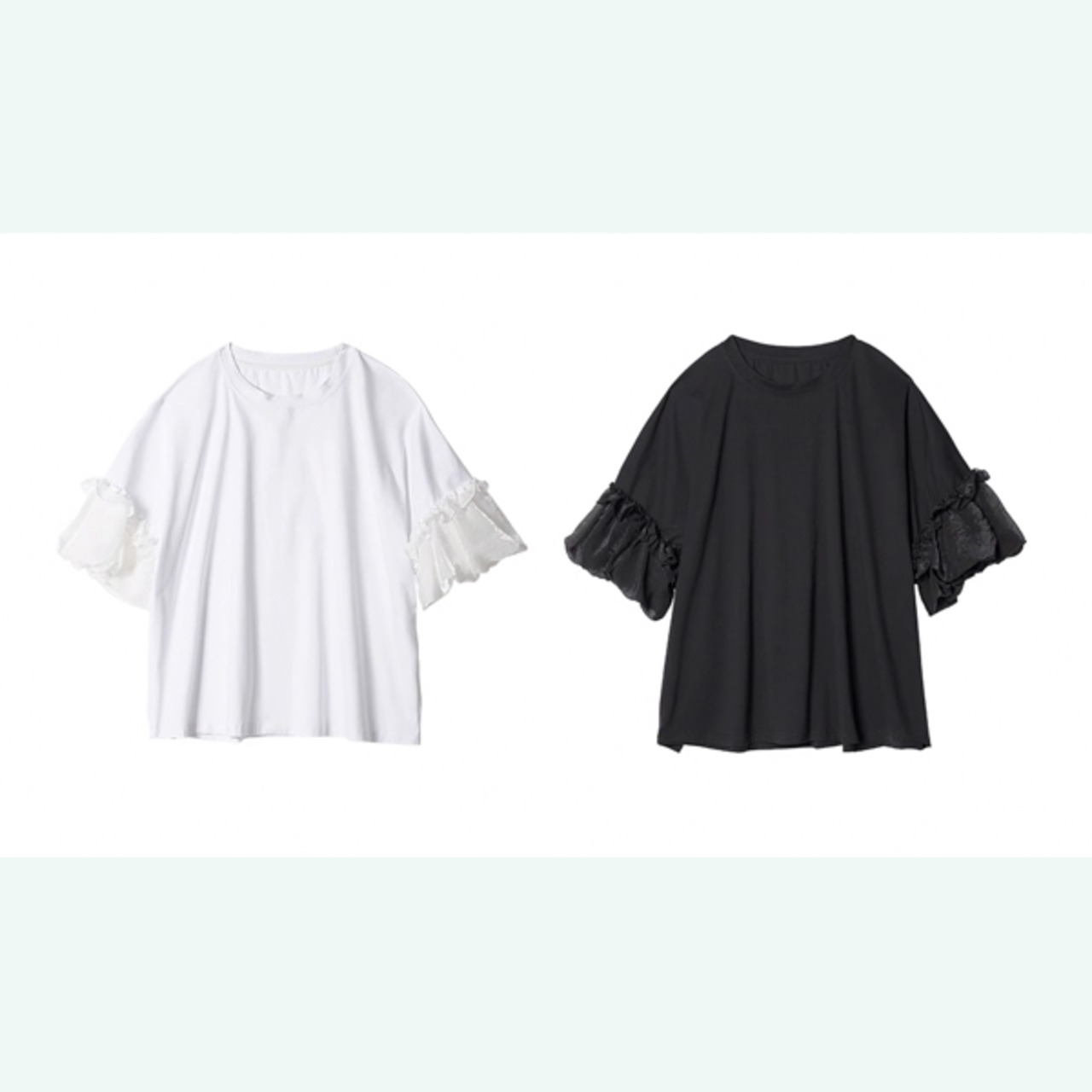 【2color】大人可愛いチュールディテール♡ランタンスリーブショートトップ《i0612》