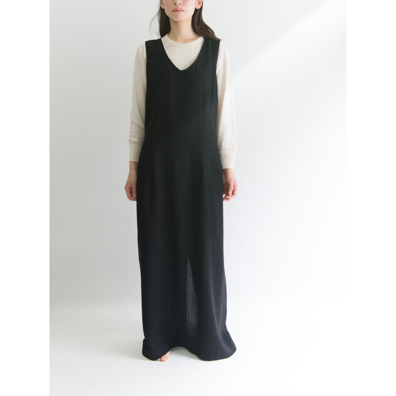 【Unknown brand】Linen-viscose maxi length sleeveless one-piece（リネン/ヴィスコース マキシ丈ワンピース）4a