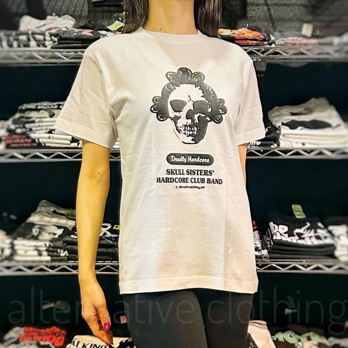 スカル姉さんのハードコア・クラブ・バンド ドクロ Tシャツ メンズ 