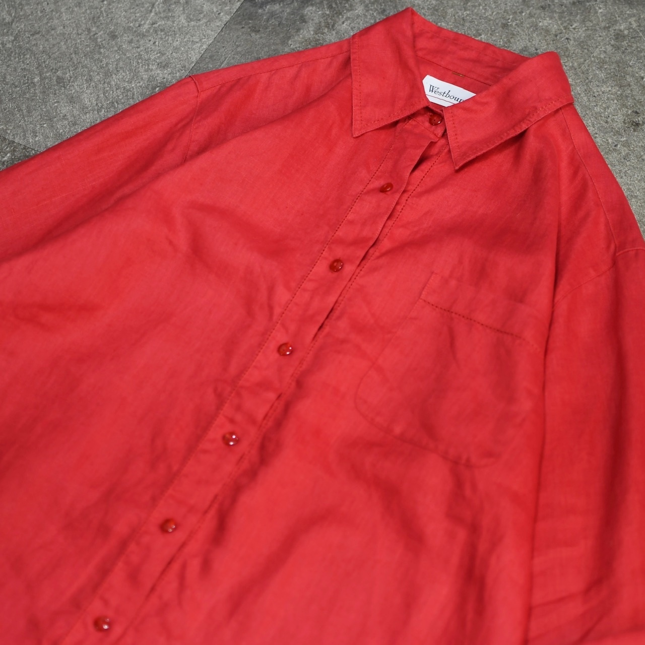 hole design linen shirt red