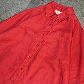 hole design linen shirt red