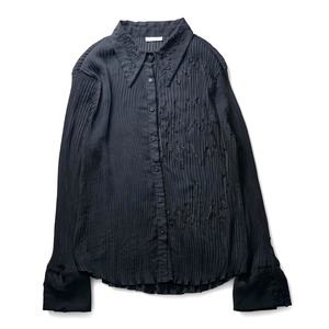 Vintage oversized pleats shirt "BLACK"