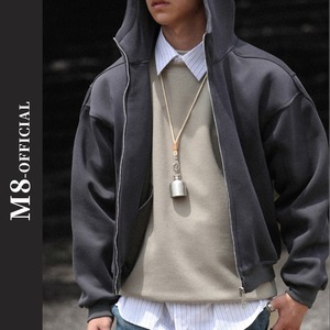basic zip-up hoodie 3color M0399