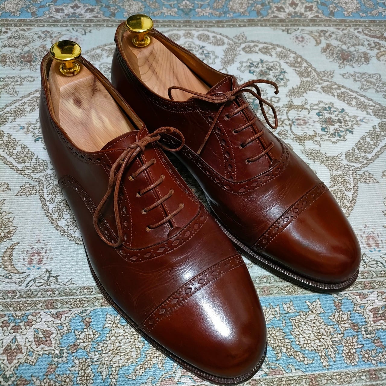 Santoni/ サントーニ/パンチドキャップトゥ/ブラウン/25.5cm