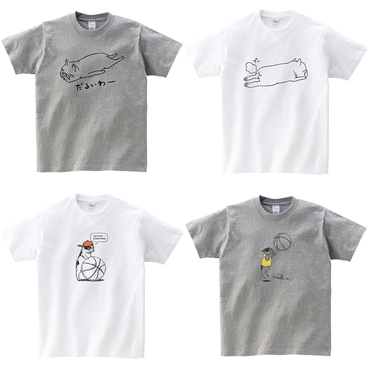 選べるデザイン フレンチブルドッグ dog76 ブヒ フレブル 半袖・長袖  ユニーク イラスト