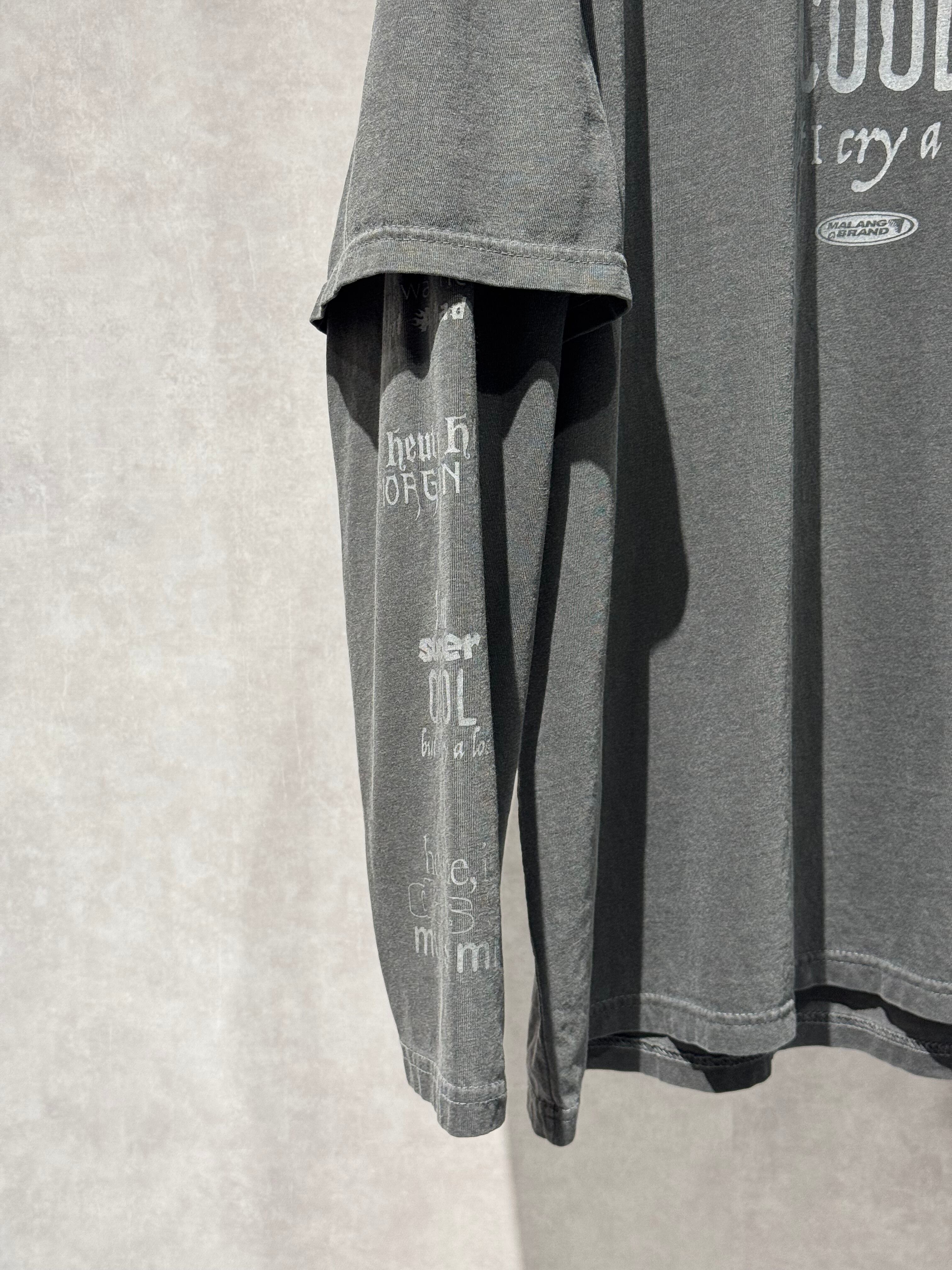 logo print layered long T-shirt
