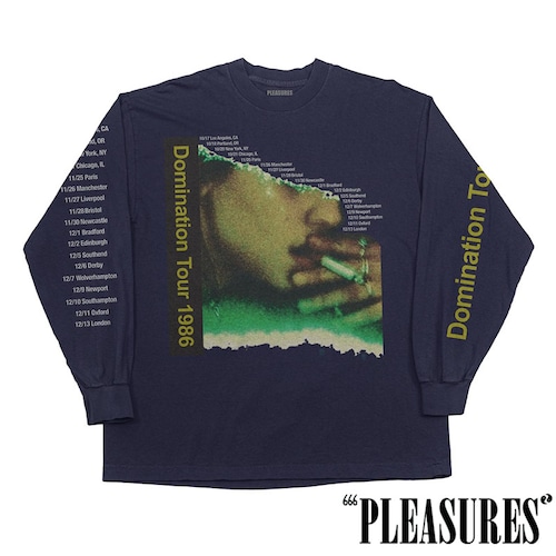 【PLEASURES/プレジャーズ】DOMINATION LONG SLEEVE 長袖Tシャツ / NAVY / FA25-13604