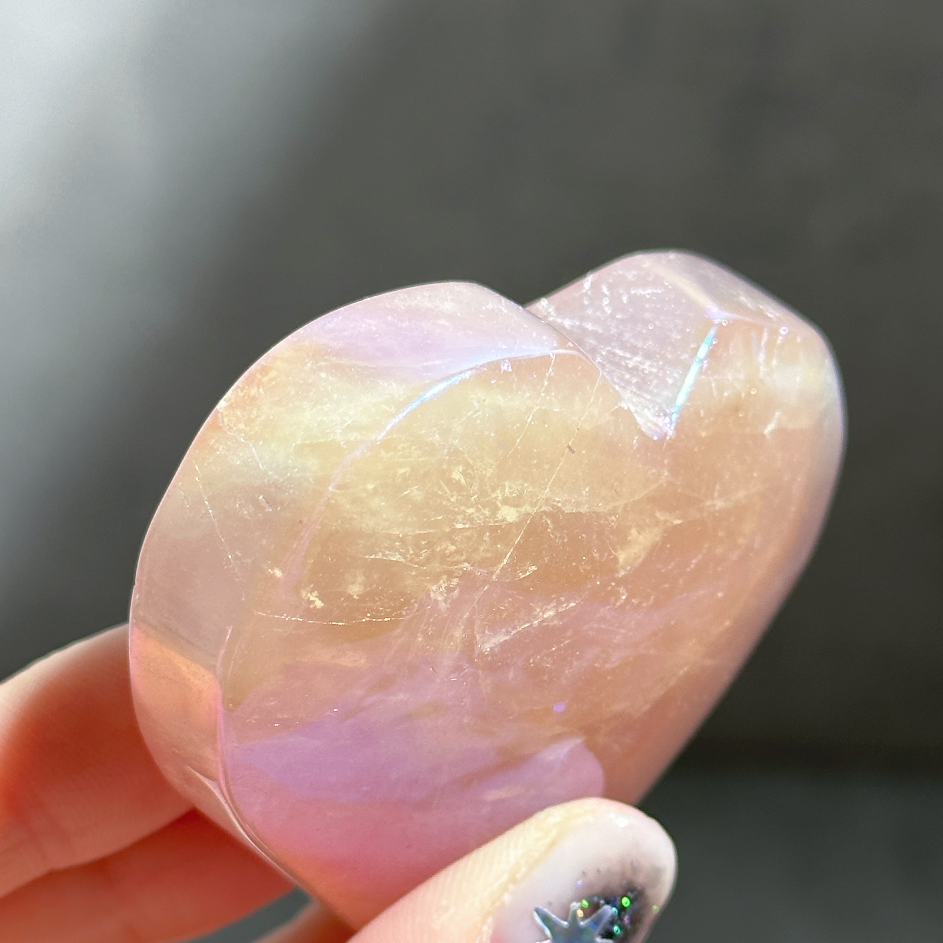 エンジェルオーラローズクォーツ ハート42♡Angel Aura Rose Quartz