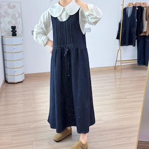 レトロデニムノースリーブワンピース Y 250531