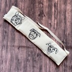 《首・肩用》米ぬか・玄米カイロ（選べるハーブ）犬刺繍　生成り　カバー付