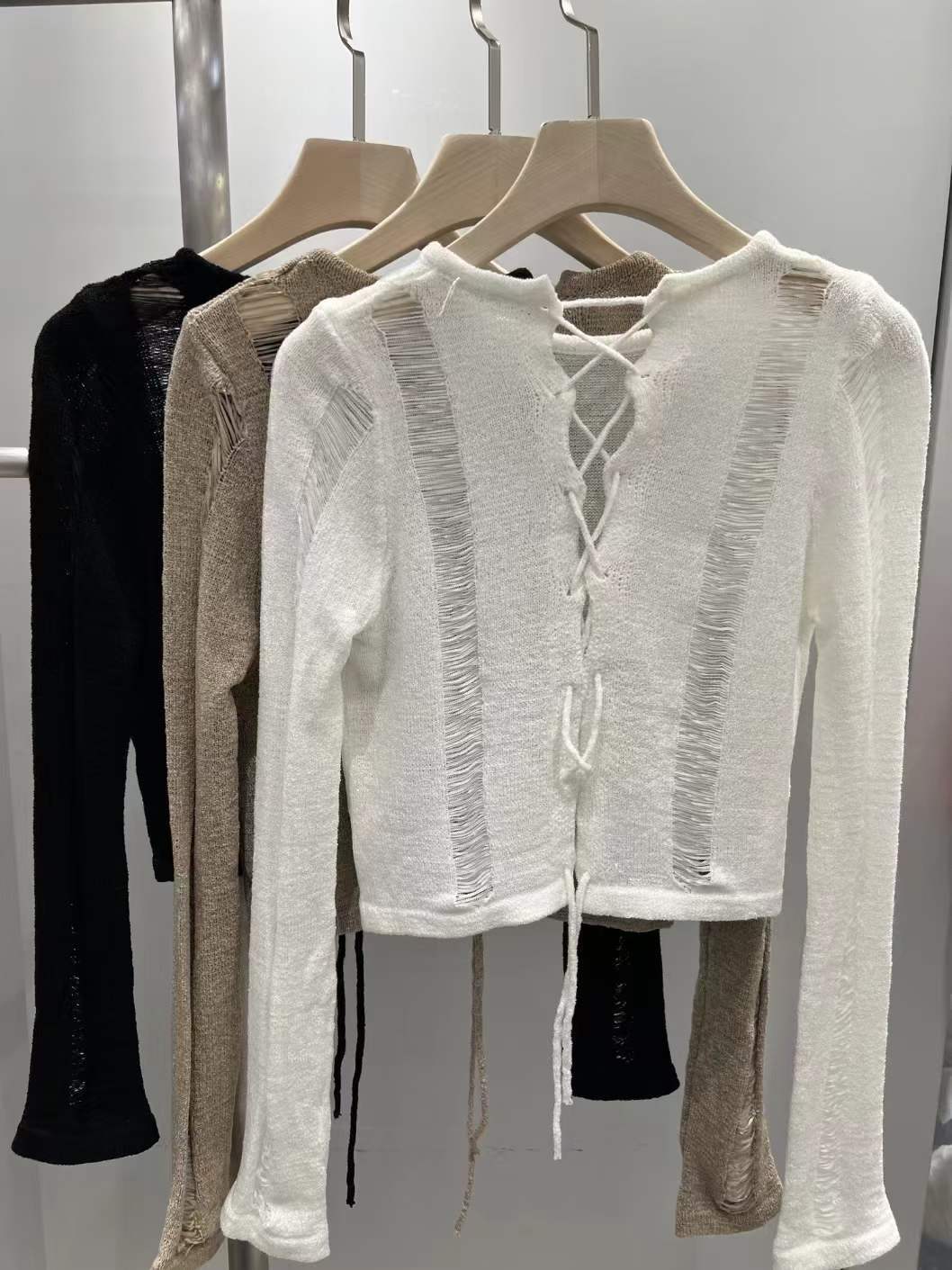 バック編み上げ ニット　AJ1079-6402