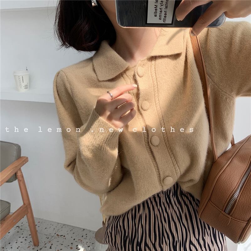 セーター スタンダードルーズニットカーディガンジャケット レディースウィンター レトロ 冬物 ビッグFスモールZ韓国29756183925