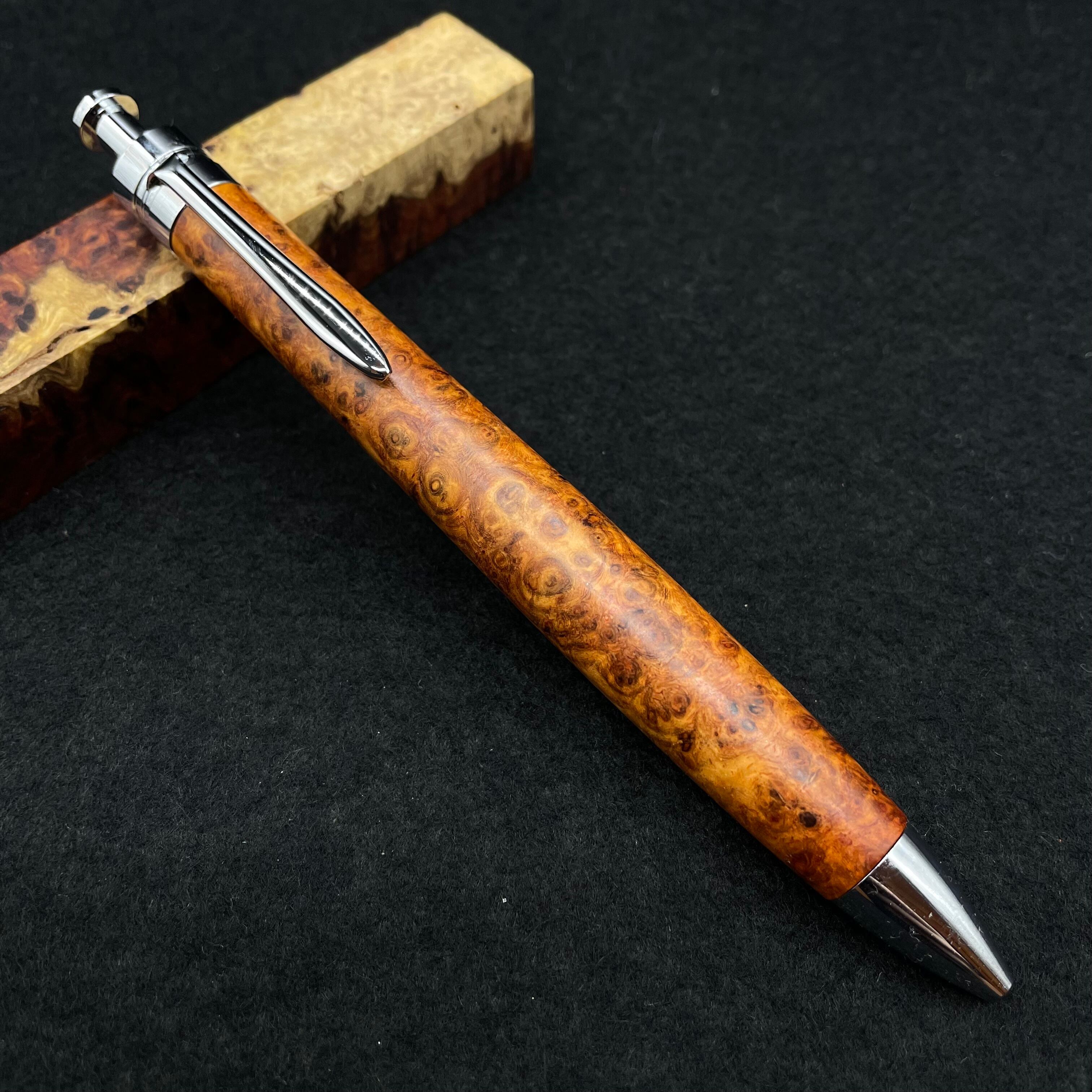 スタビライズドウッド アンボイナバール】木軸ペン 三神シャープ1000