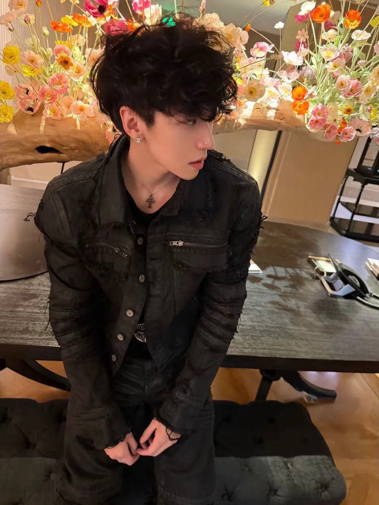 【CinderVein】Decayed Waxed Distressed Denim Jacket