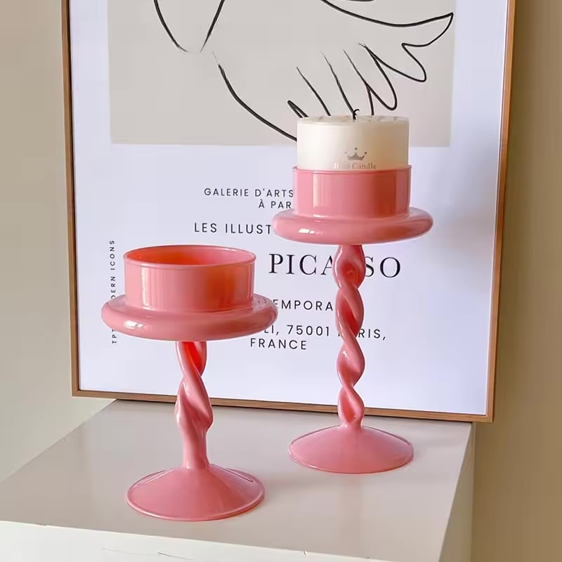 やさしい灯りに包まれる|ピンクのキャンドルホルダー