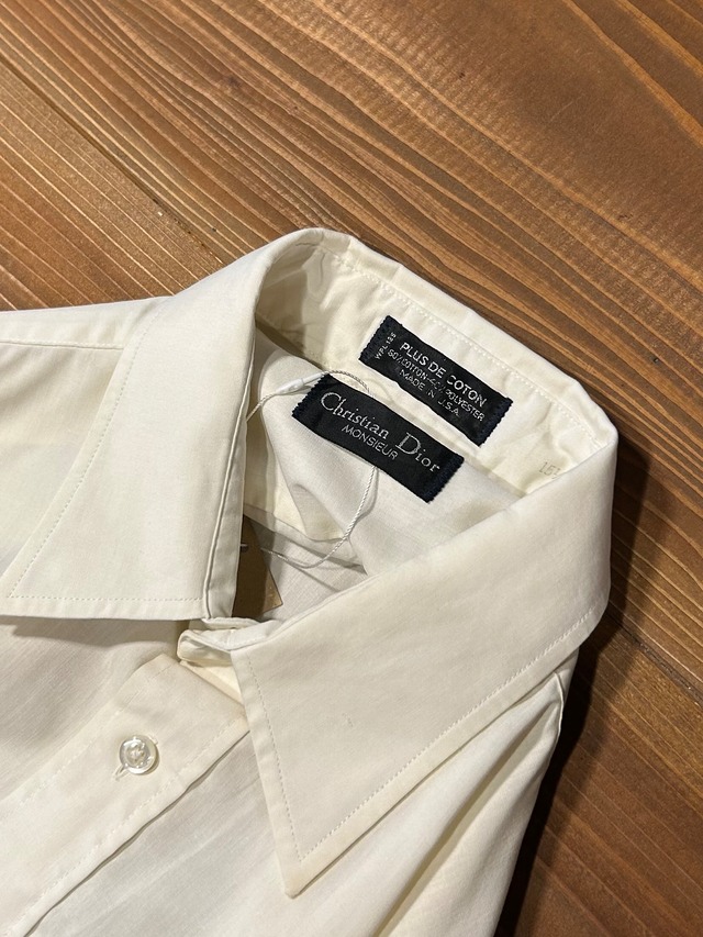 CHRISTIAN DIOR White Minimal Cotton L/S Shirt Made in USA