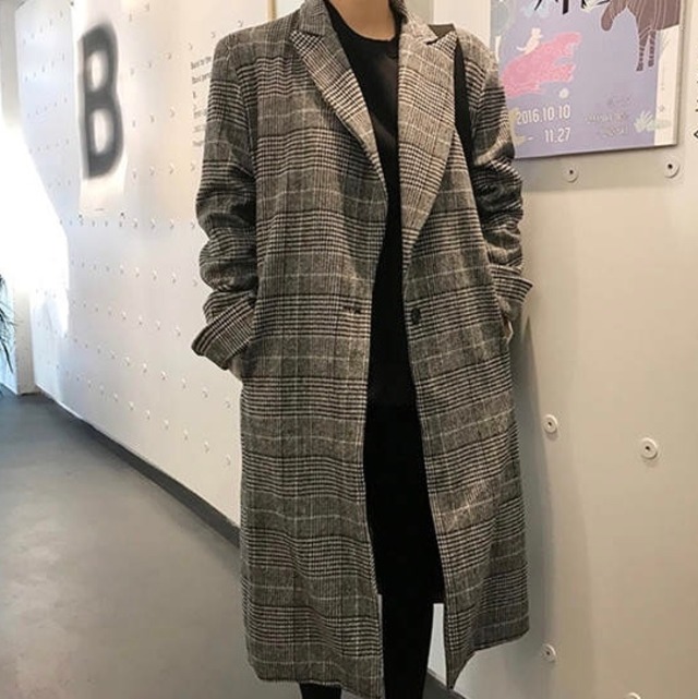 チェック ロングコート レディース グレンチェックコート 大きいサイズ ロングコート 冬 超ロングコート 冬服 チェック柄 マキシ丈アウター ロングチェスターコート ロングコート レディースロングコート 大きいサイズロングコート 冬 超ロングコート 冬服 Leaflower