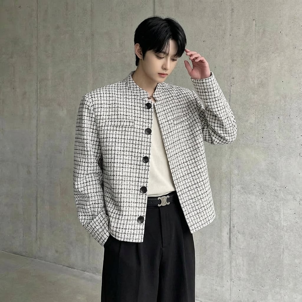 チェック柄 クラシカルショートジャケット 2カラー D11448