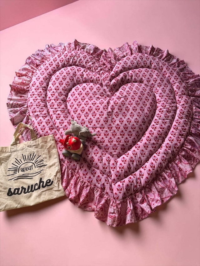 Baby Play Mat Heart Frill -Regular Size Pink Type- Rose Sorbet【saruche】 Baby Play Mat Heart Frill -Regular Size Pink Type- Rose Sorbet【saruche】