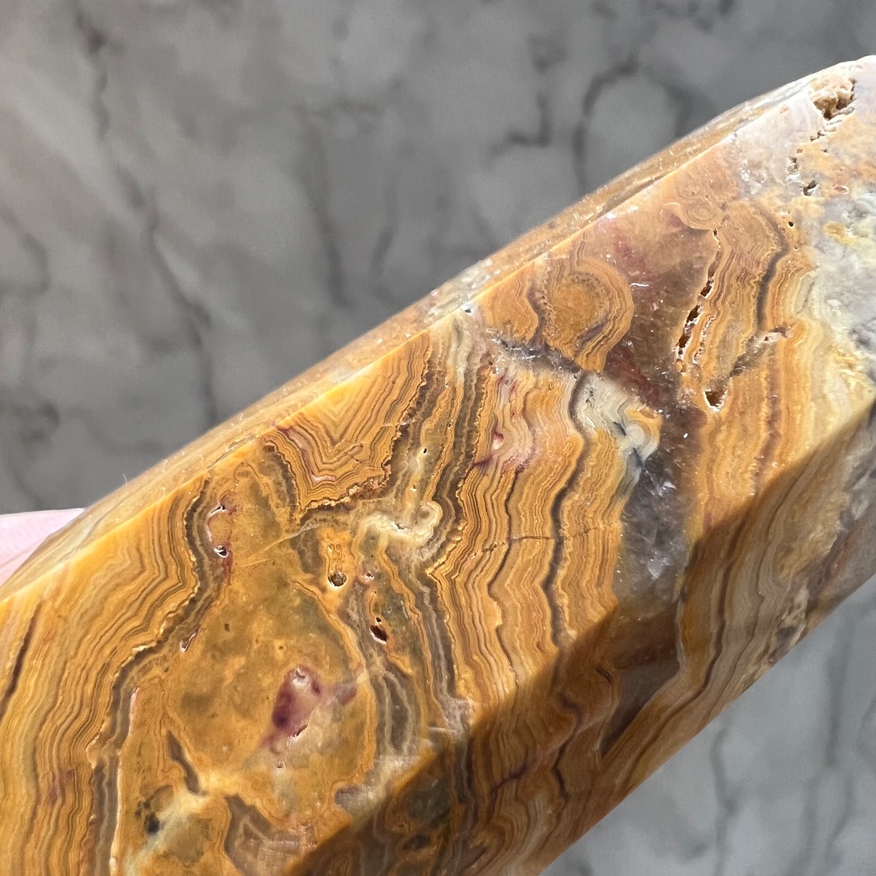 イエローレースアゲートタワー*0508*天然石ポイント*天然石インテリア*置き物