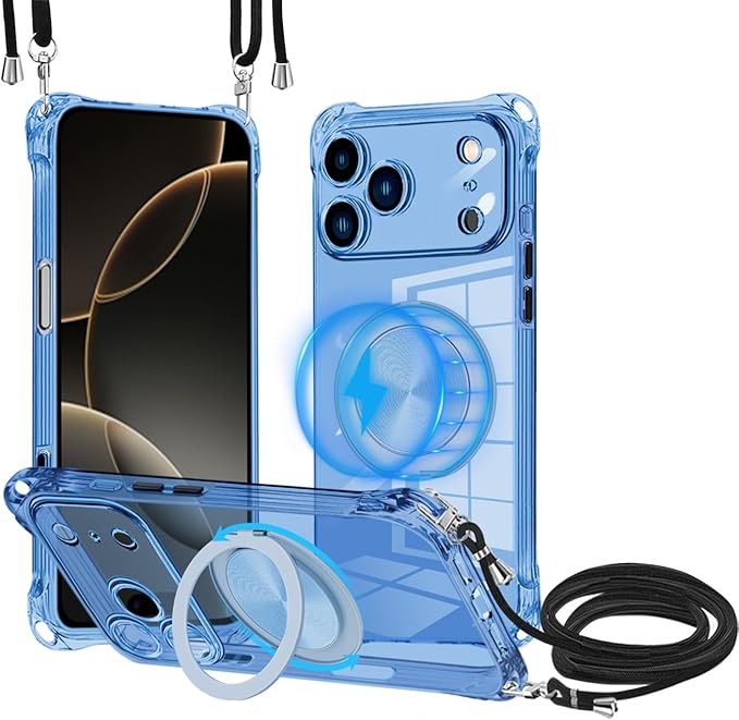 iPhone 17 Pro Max 用 ケース クリア MagSafe対応 リング スタンド 360