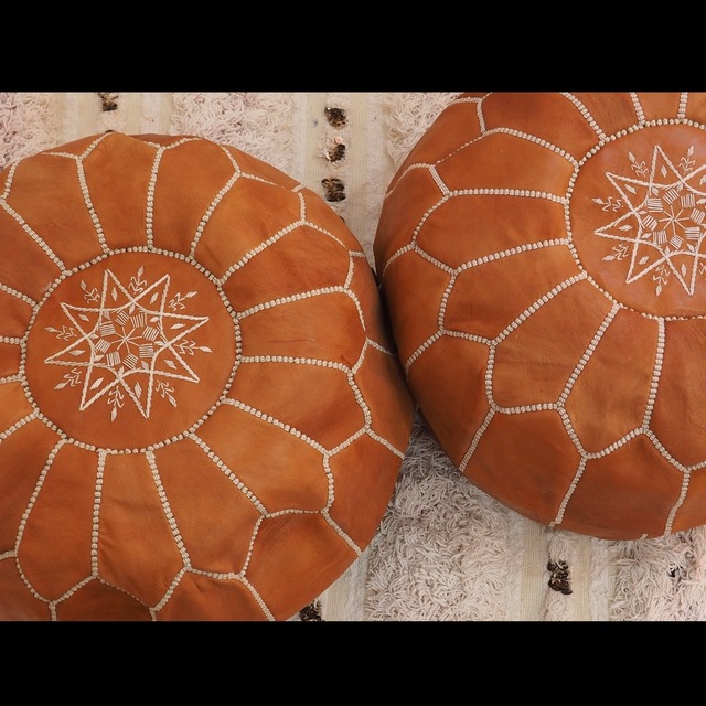 モロッカン プフ  刺繍無し 中身綿込み （オイルなし）POUF