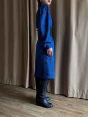 MADE IN ITALY bright blue silk dress-5230-4