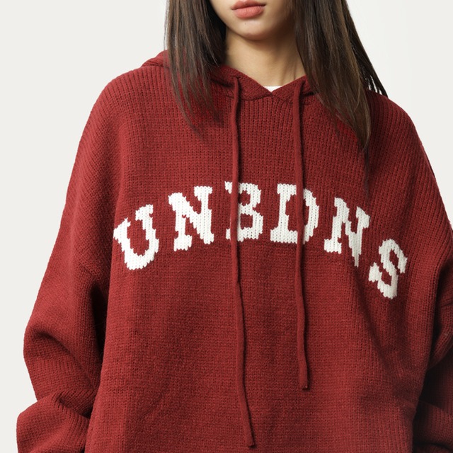 hooded logo knit　フード付きロゴニット　J0276