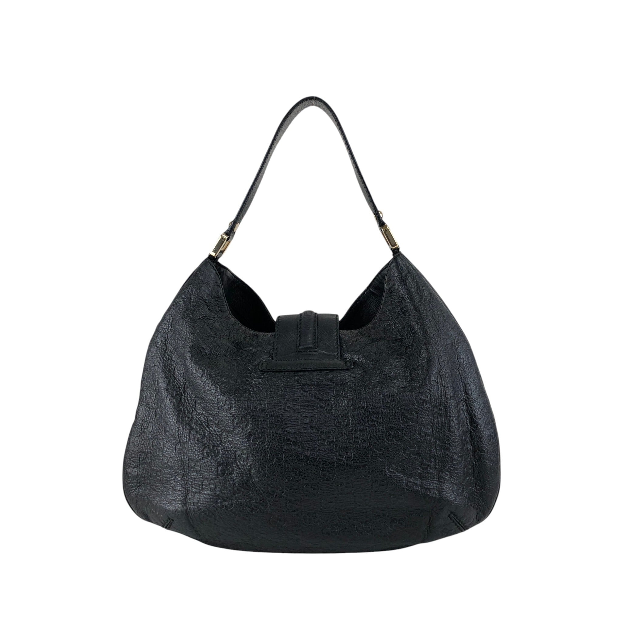 GUCCI グッチ GG ショルダーバッグ ブラック GUCCIプレート レザー