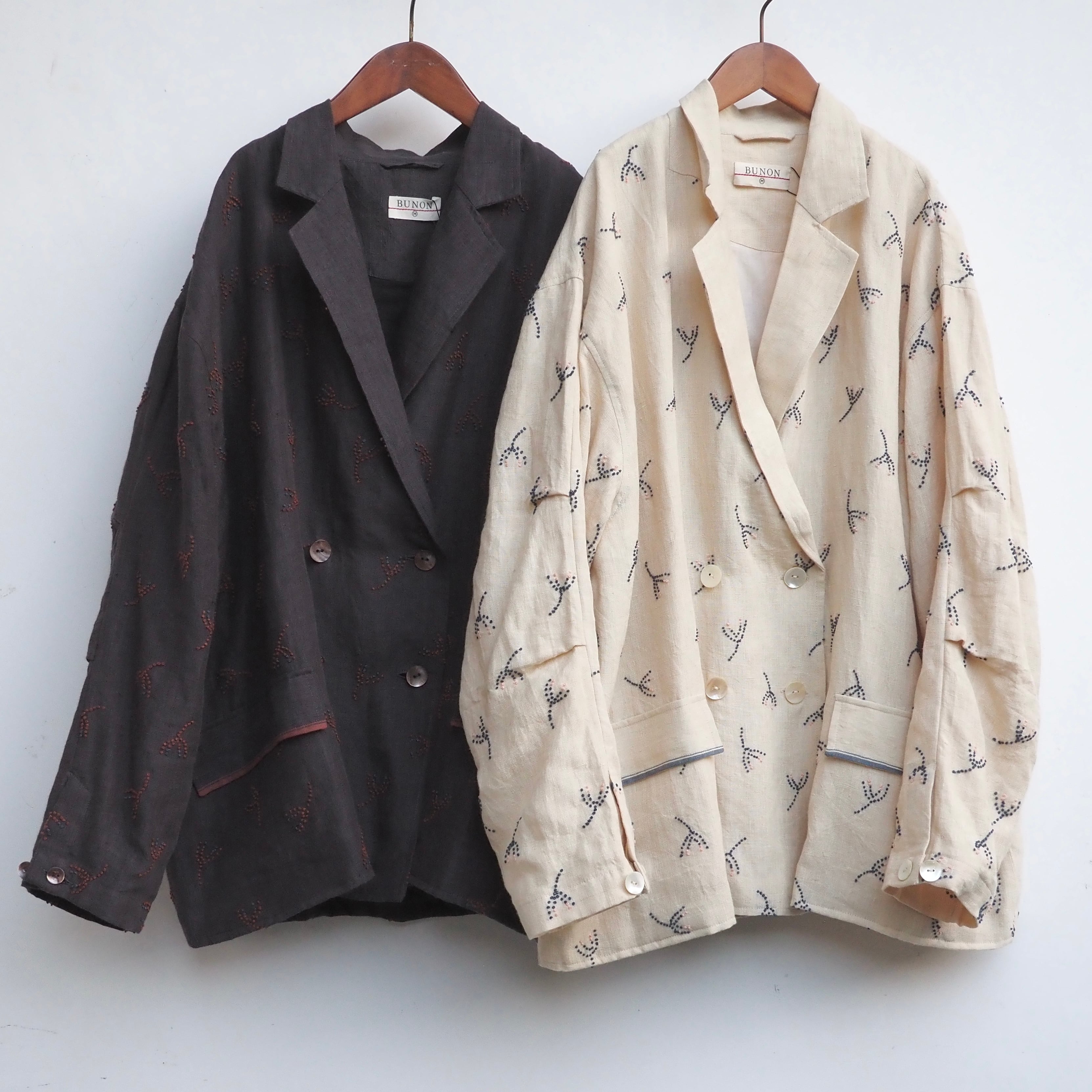 BUNON/Linen Over Jacket /オーバージャケット(black・ecru)
