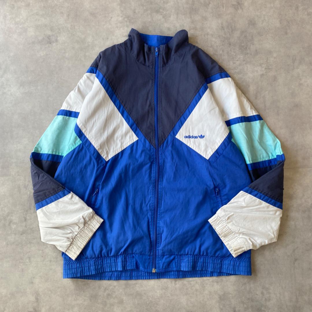 adidas アディダス ナイロンジャケット 80s 古着 M 青 12636 | fuufu