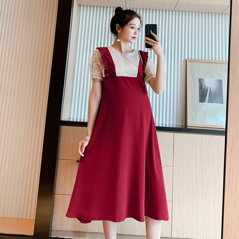 【新作】【送料無料】 マタニティウェア2020夏の新しいファッションステッチ偽の2つのドレス、ミドルレングスとロングレングスのファッションマタニティドレス妊婦-アリババ サマー 夏物 expec280010665731