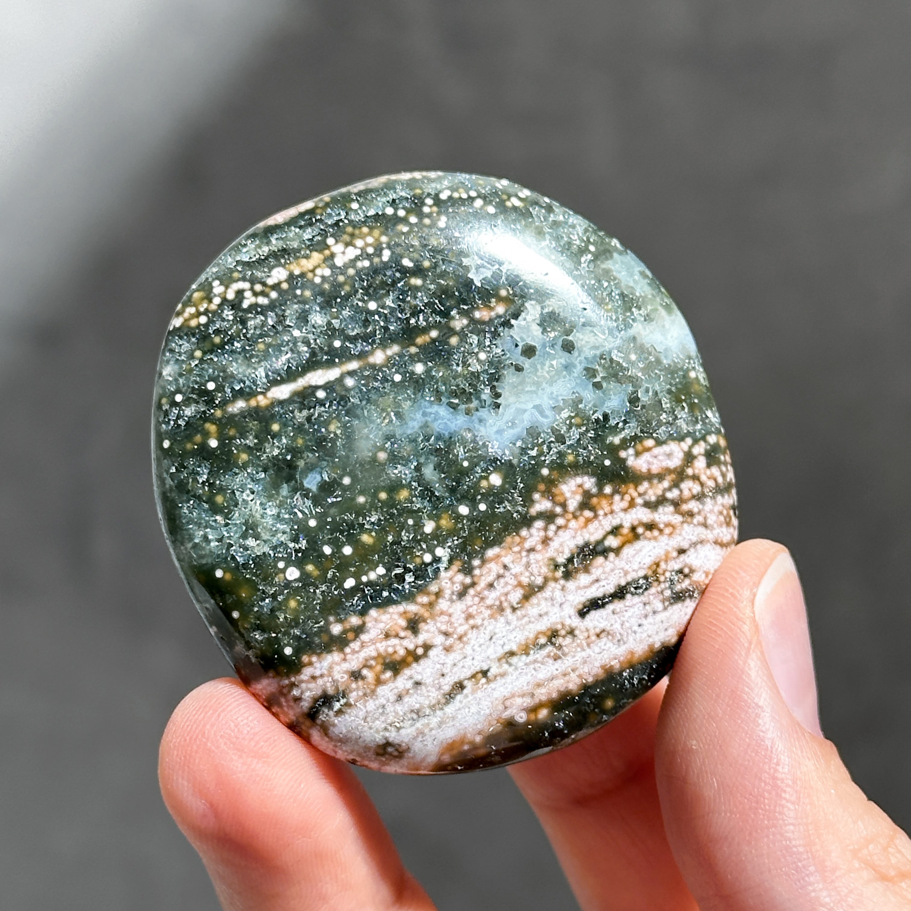 オーシャンジャスパー パームストーン44◇ Ocean Jasper ◇天然石