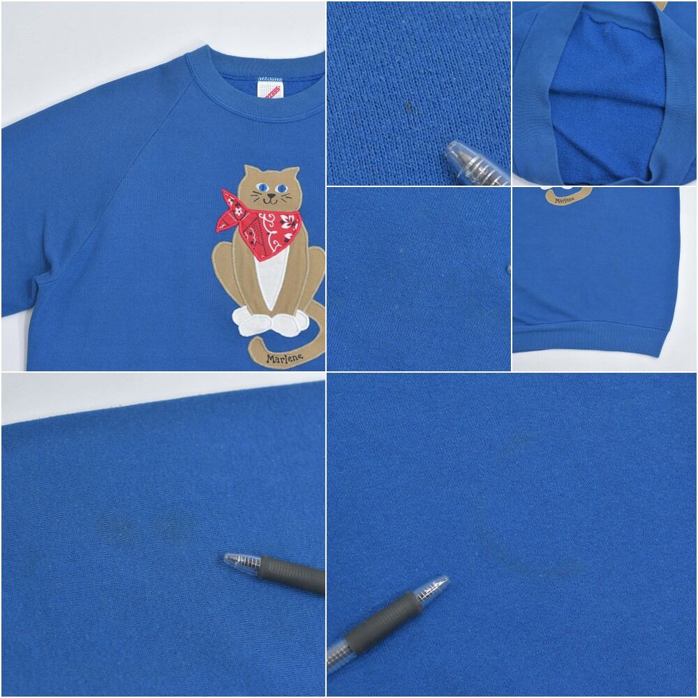 90s USA製 JERZEES ジャージーズ 猫 キャット アップリケ 刺繍 90s USA製 JERZEES ジャージーズ 猫 キャット アップリケ 刺繍