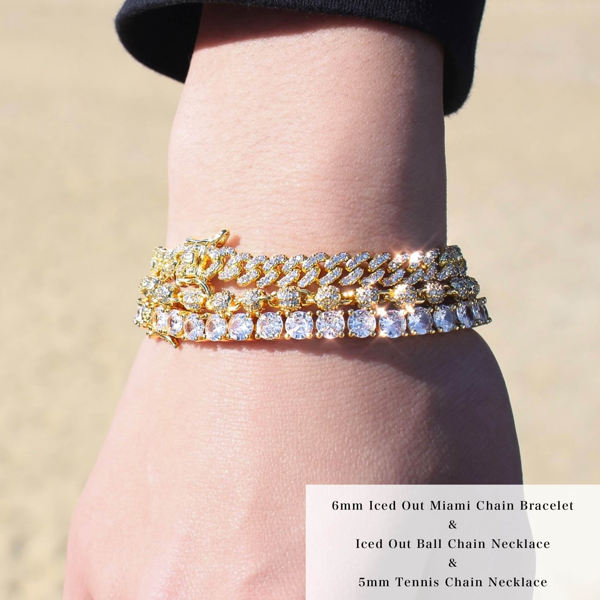 Iced Out Ball Chain Bracelet MB2-8 | MALIARE Iced Out Ball Chain Bracelet MB2-8 | MALIARE