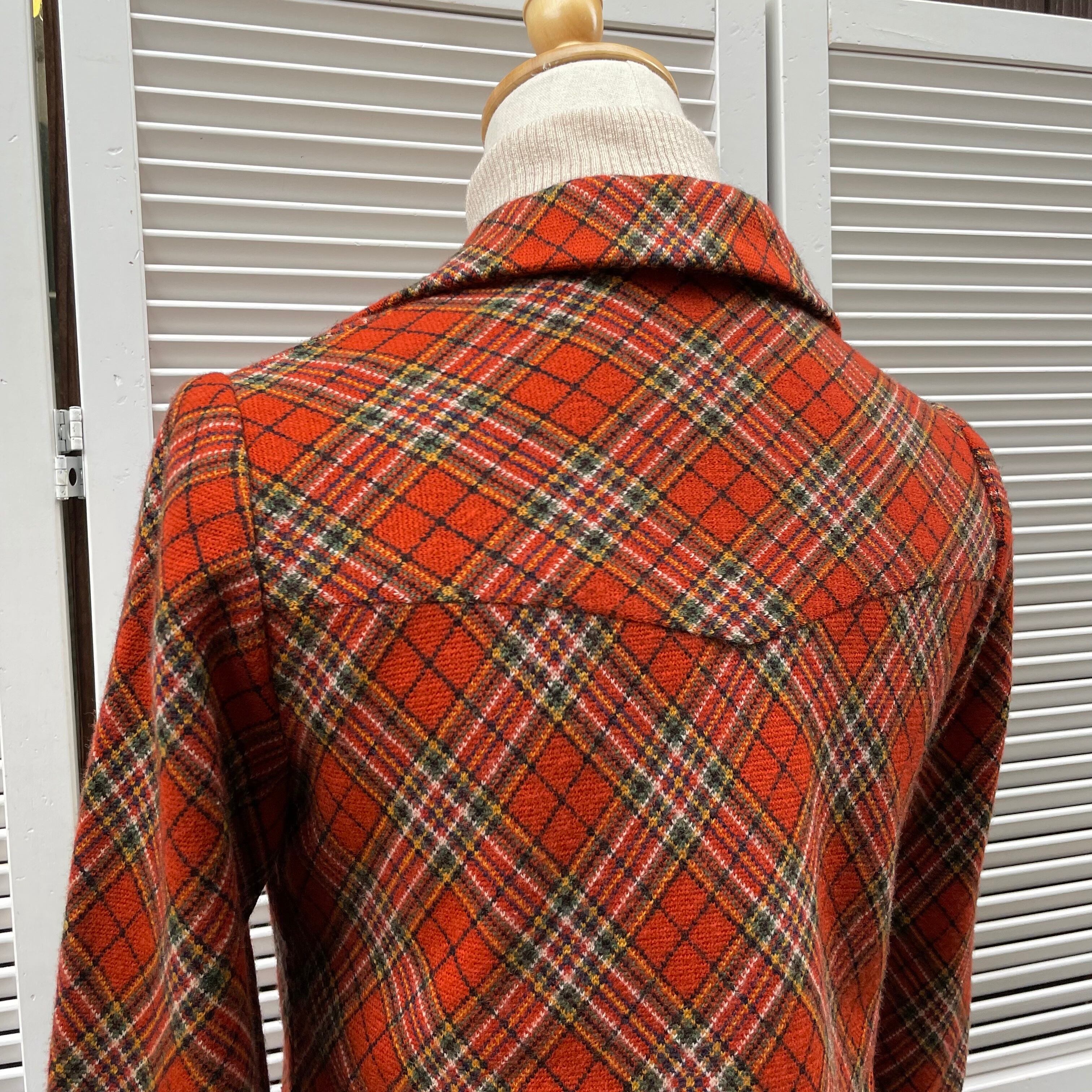 skipper collar bias plaid dress〈レトロ古着 スキッパーカラー ...