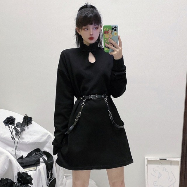 チャイナ風ワンピース 中華服 原宿風 チュニック 長袖 スタンドネック オリジナル チャイナボタン 改良漢服 改良型チャイナドレス ルーズ Beautycam チャイナ風ワンピース 中華服 原宿風 チュニック 長袖 スタンドネック オリジナル チャイナボタン 改良漢服 改良型チャイナドレス ルーズ Beautycam